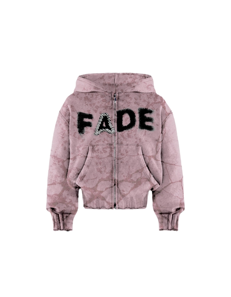 Faded pink marble zip up