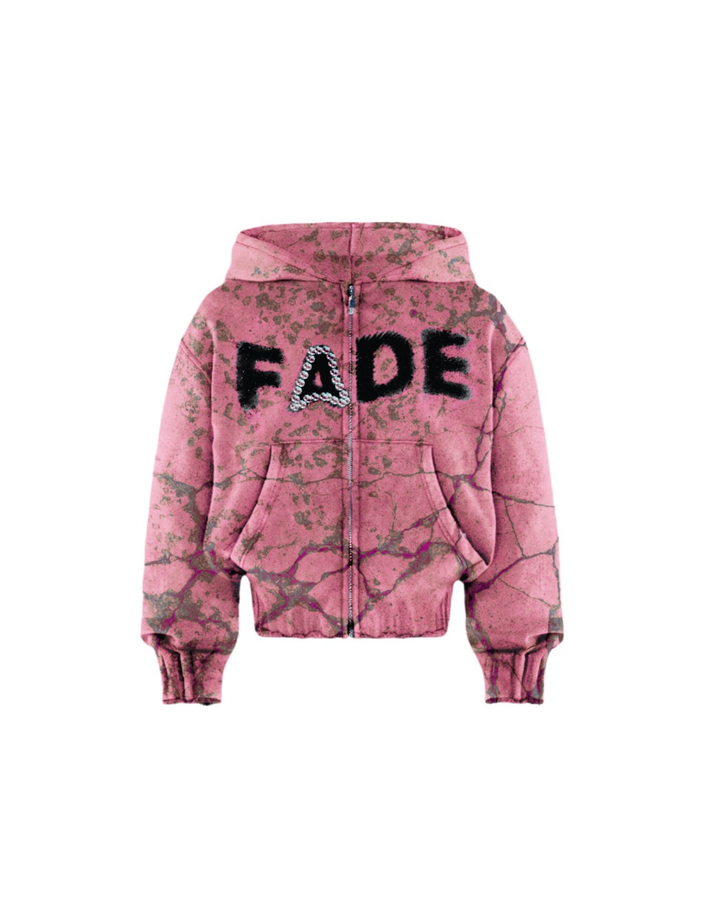 dusty pink marble zip up hoodie