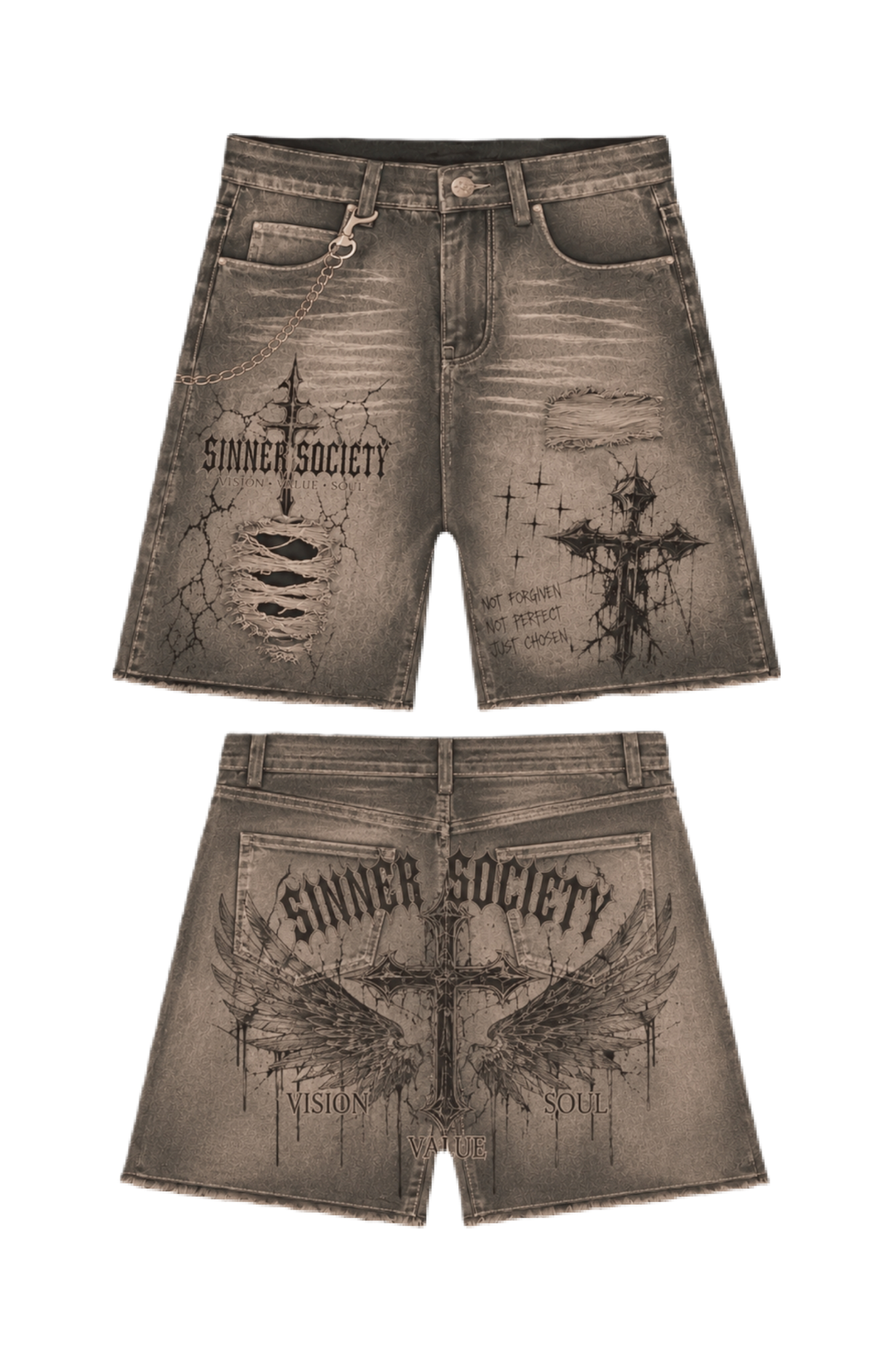 Faded Dark Khaki vintage shorts