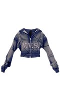slate blue vintage cropped hoodie