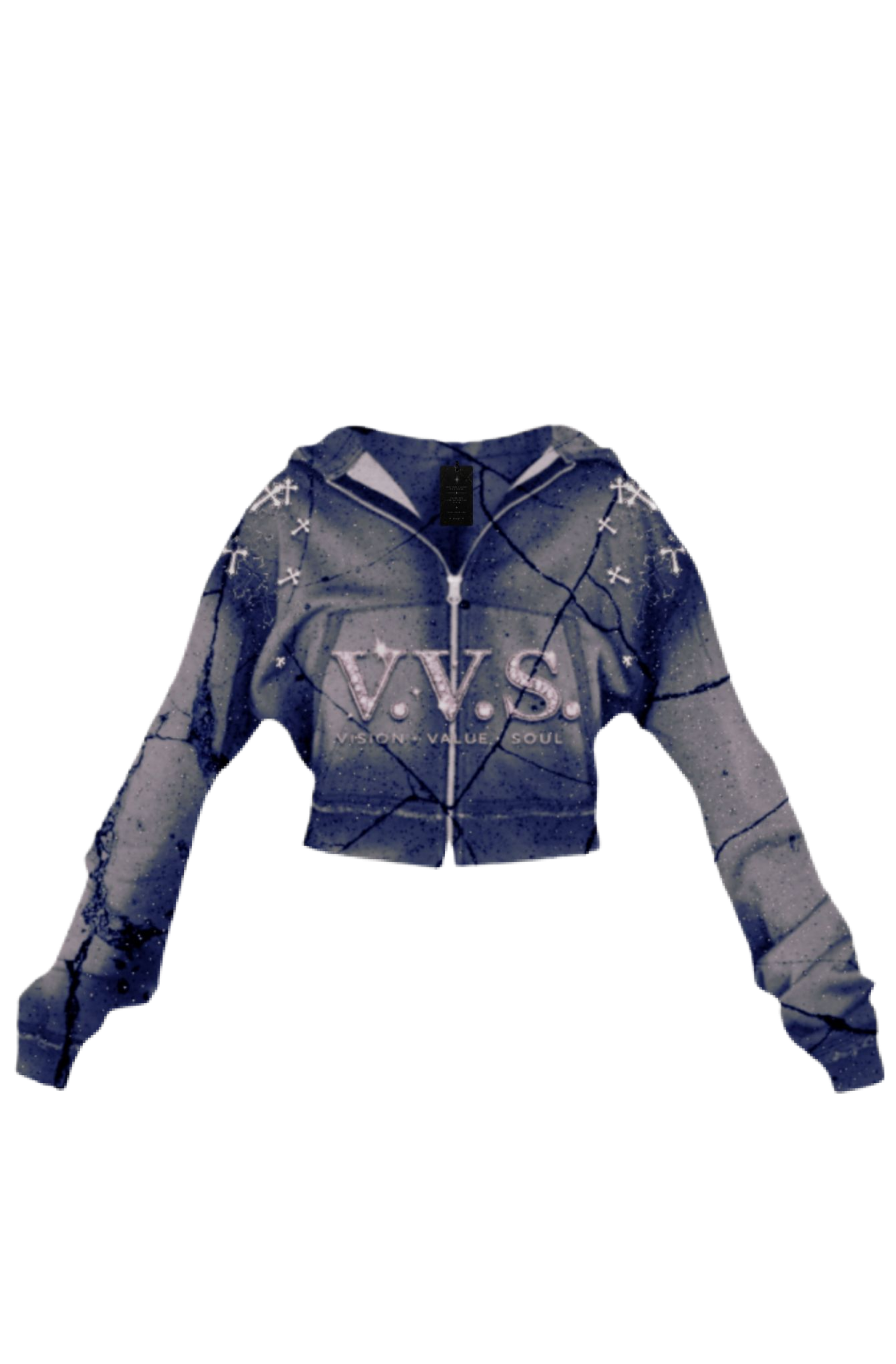 slate blue vintage cropped hoodie