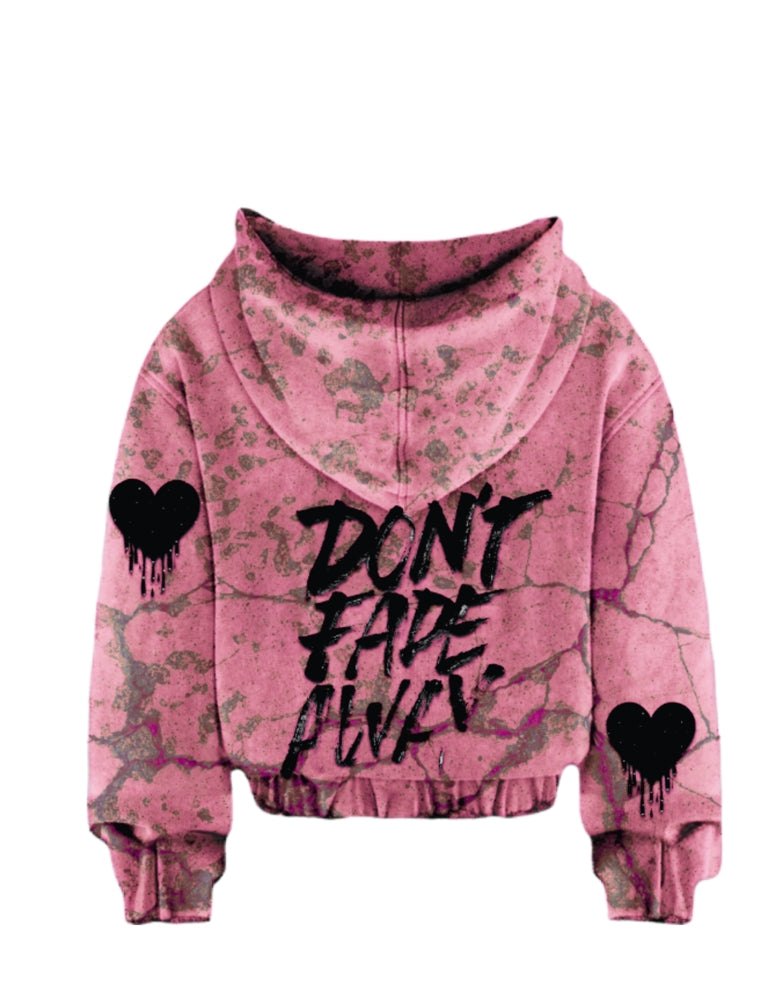 dusty pink marble zip up hoodie