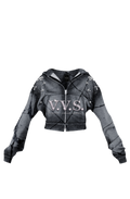 Grey vintage cropped hoodie