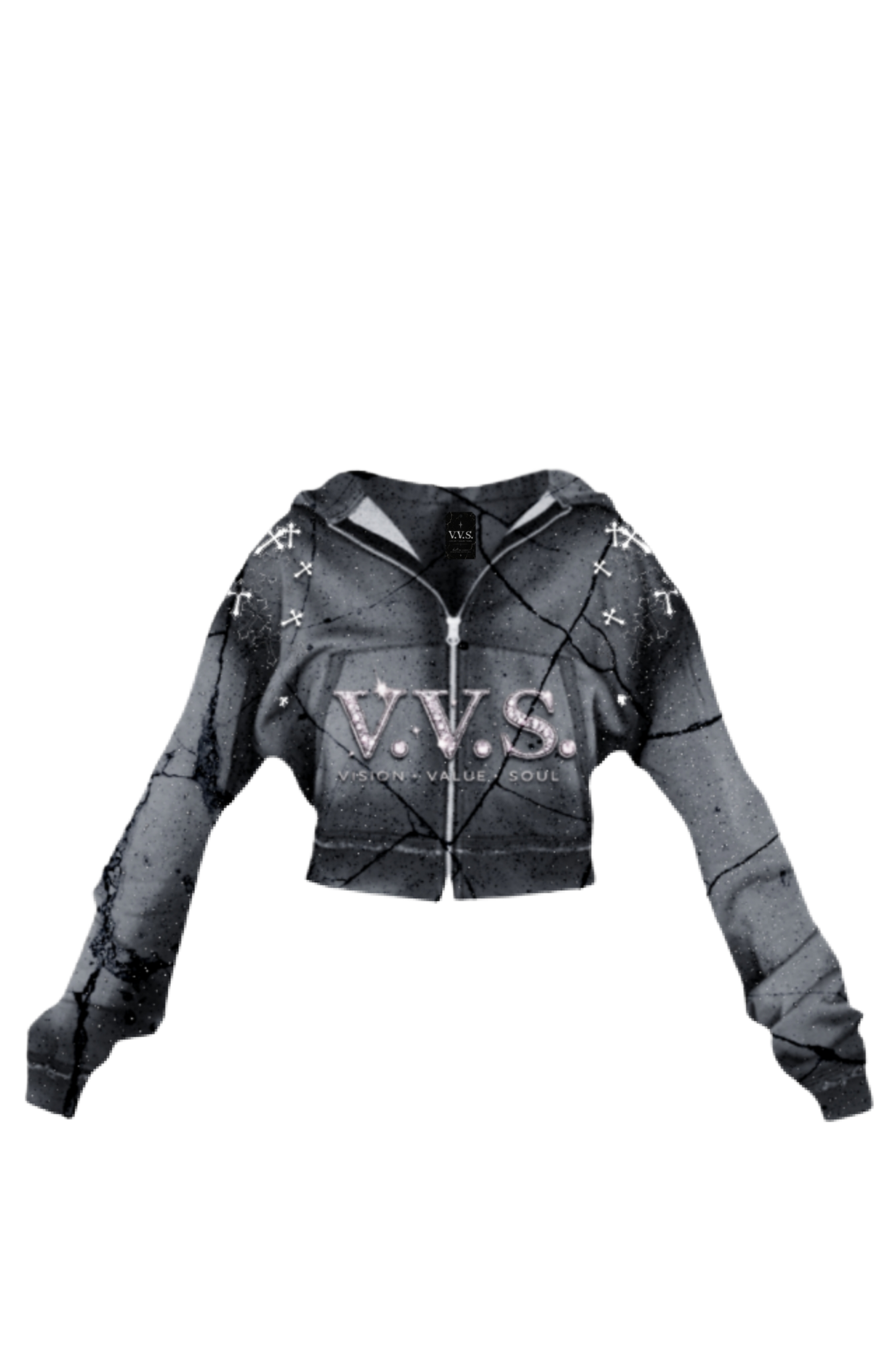 Grey vintage cropped hoodie