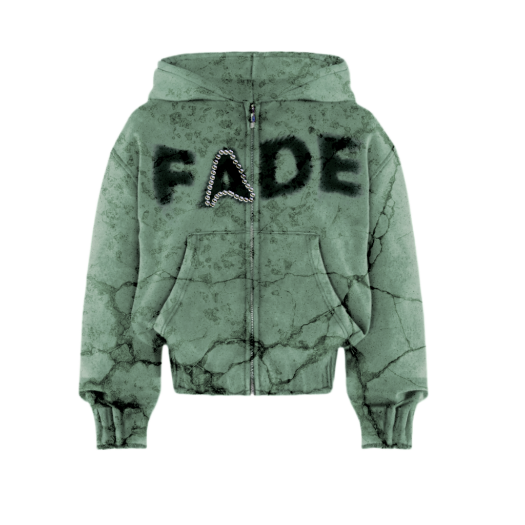 Faded green marble zip up hoodie