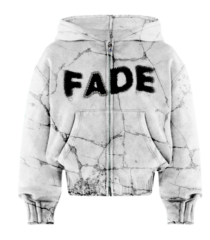 White marble zip up hoodie