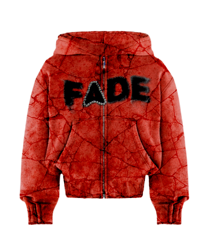 Red marble zip up hoodie
